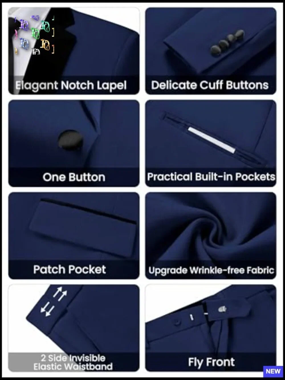 Slim Fit Two Piece Suit Set Blazer Pants Tuxedo Formal Business Wedding Prom
